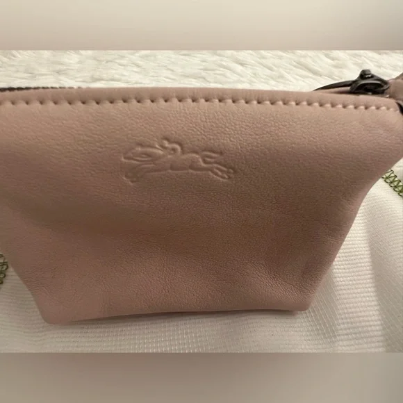 New Longchamp Le Pliage Pale Pink Leather Coin Purse - Picture 6 of 8